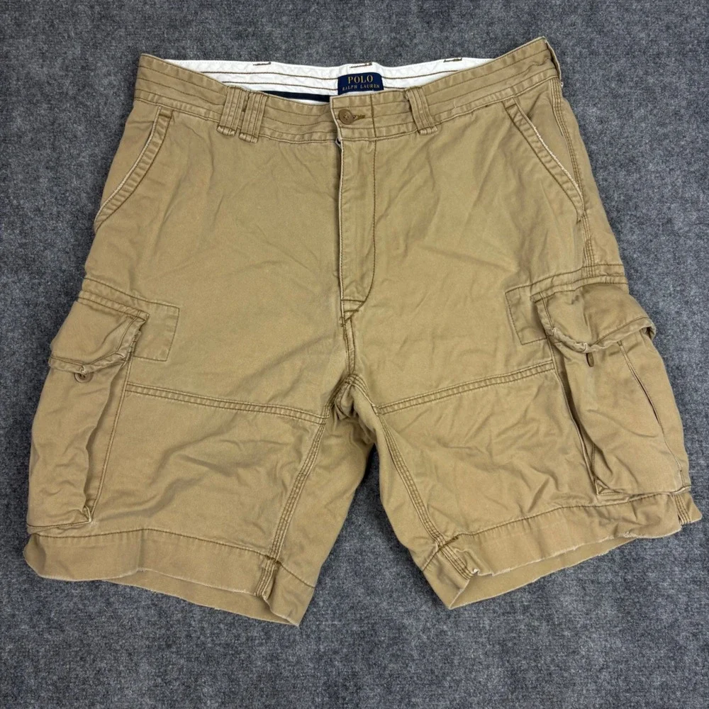 Polo Ralph Lauren Mens 38 Khaki Cargo Shorts Tan Cotton Classic Polo Chino 9